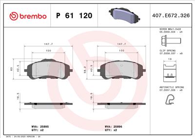 BREMBO P 61 120 Číslo výrobce: 25896. EAN: 8020584111581.
