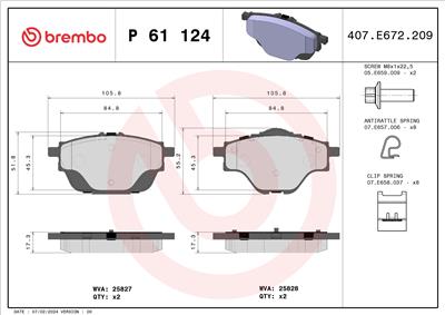 BREMBO P 61 124 Číslo výrobce: 25828. EAN: 8020584111673.