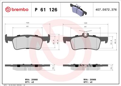 BREMBO P 61 126 Číslo výrobce: 25968. EAN: 8020584081228.