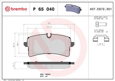 BREMBO P 65 040 Číslo výrobce: 25642. EAN: 8020584084380.
