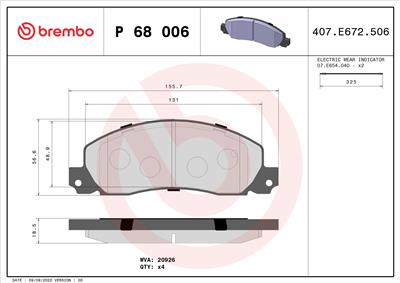 BREMBO P 68 006 Číslo výrobce: 20928. EAN: 8020584056691.