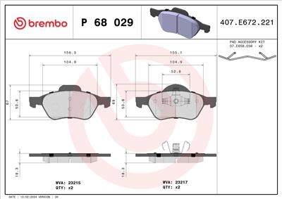 BREMBO P 68 029 Číslo výrobce: 23217. EAN: 8020584056929.
