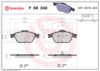 BREMBO P 68 040 Číslo výrobce: 24536. EAN: 8020584061916.