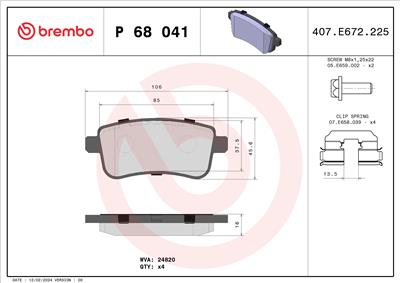 BREMBO P 68 041 Číslo výrobce: 24820. EAN: 8020584061923.