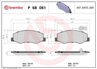 BREMBO P 68 061 Číslo výrobce: 25173. EAN: 8020584110065.