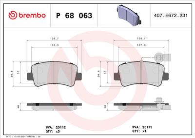 BREMBO P 68 063 Číslo výrobce: 25113. EAN: 8020584110089.