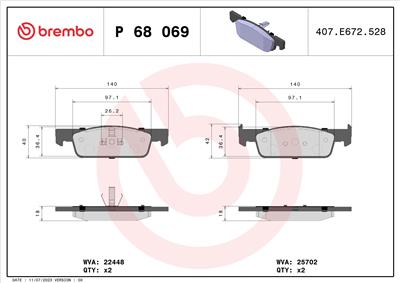 BREMBO P 68 069 Číslo výrobce: 25702. EAN: 8020584087145.