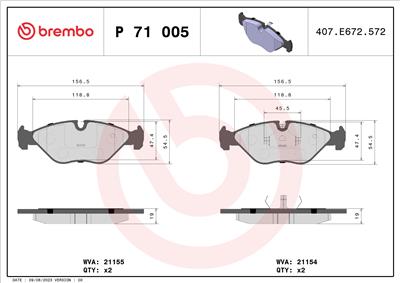 BREMBO P 71 005 Číslo výrobce: 21155. EAN: 8020584057070.