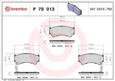 BREMBO P 79 013 Číslo výrobce: 23796. EAN: 8020584057339.