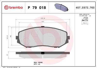 BREMBO P 79 018 Číslo výrobce: 24346. EAN: 8020584062081.