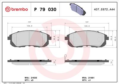 BREMBO P 79 030 Číslo výrobce: 21561. EAN: 8020584110805.
