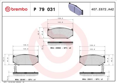 BREMBO P 79 031 Číslo výrobce: 25181. EAN: 8020584111635.