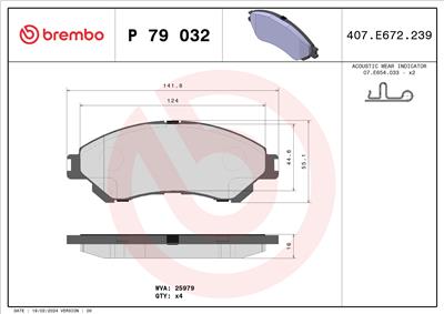 BREMBO P 79 032 Číslo výrobce: 25979. EAN: 8020584080962.