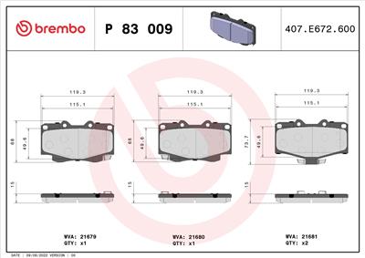 BREMBO P 83 009 Číslo výrobce: 21680. EAN: 8020584057445.