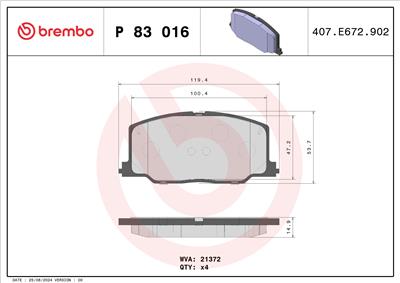 BREMBO P 83 016 Číslo výrobce: 21372. EAN: 8020584057513.