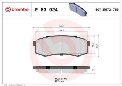 BREMBO P 83 024 Číslo výrobce: 21947. EAN: 8020584057599.