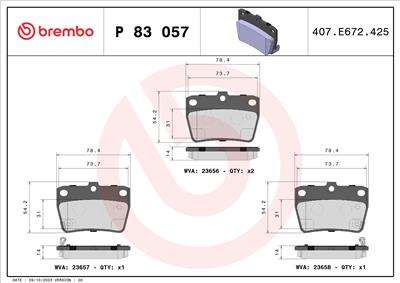 BREMBO P 83 057 Číslo výrobce: 23657. EAN: 8020584057926.