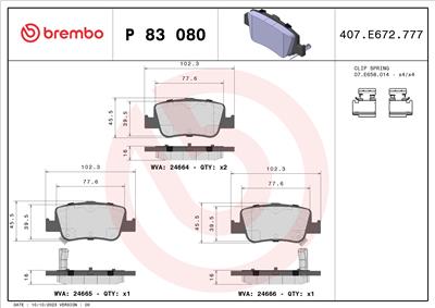 BREMBO P 83 080 Číslo výrobce: 24665. EAN: 8020584062180.