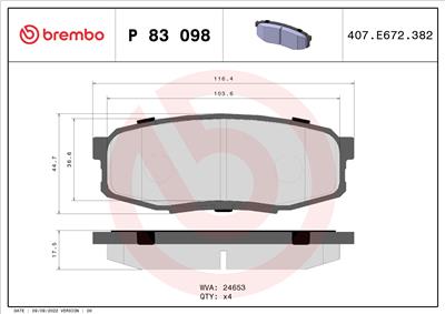 BREMBO P 83 098 Číslo výrobce: 24653. EAN: 8020584062364.