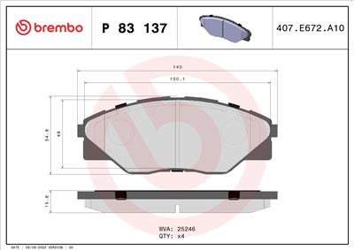 BREMBO P 83 137 Číslo výrobce: 25246. EAN: 8020584103838.