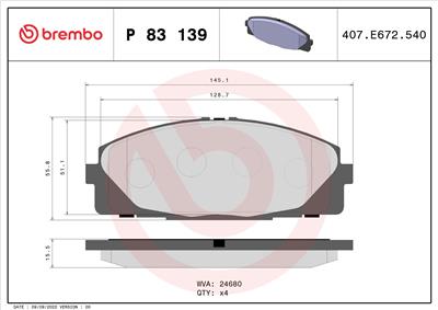 BREMBO P 83 139 Číslo výrobce: 24680. EAN: 8020584103852.