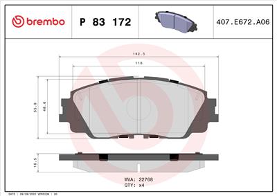 BREMBO P 83 172 Číslo výrobce: 22768. EAN: 8020584069530.