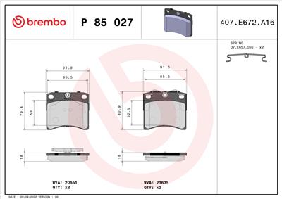BREMBO P 85 027 Číslo výrobce: 21635. EAN: 8020584058305.
