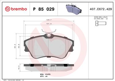 BREMBO P 85 029 Číslo výrobce: 21479. EAN: 8020584058329.