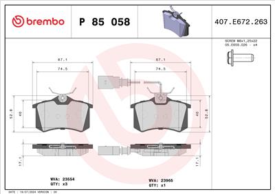 BREMBO P 85 058 Číslo výrobce: 23554. EAN: 8020584058619.