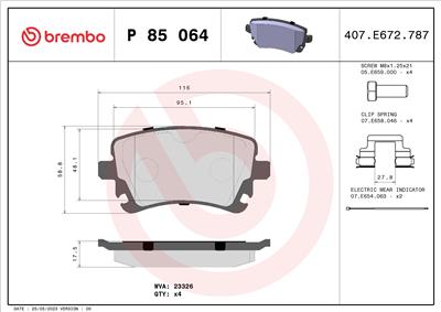 BREMBO P 85 064 Číslo výrobce: 23326. EAN: 8020584058671.