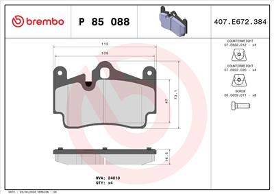 BREMBO P 85 088 Číslo výrobce: 24010. EAN: 8020584059746.