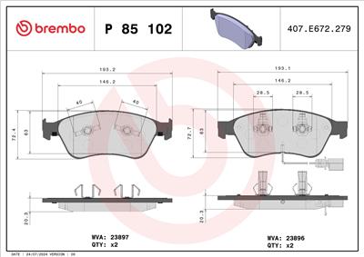 BREMBO P 85 102 Číslo výrobce: 23897. EAN: 8020584062517.