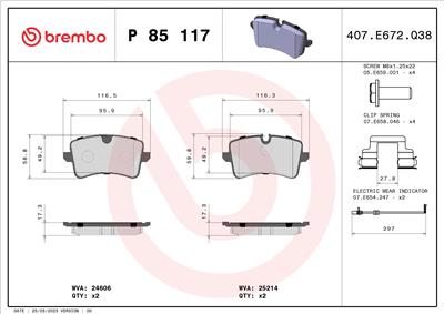 BREMBO P 85 117 Číslo výrobce: 25214. EAN: 8020584103906.