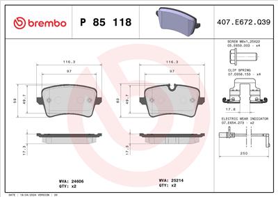 BREMBO P 85 118 Číslo výrobce: 25214. EAN: 8020584103913.
