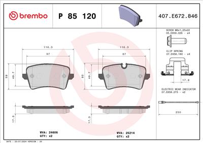 BREMBO P 85 120 Číslo výrobce: 25214. EAN: 8020584103937.