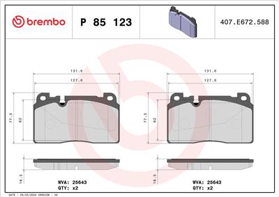 BREMBO P 85 123 Číslo výrobce: 25643. EAN: 8020584103968.