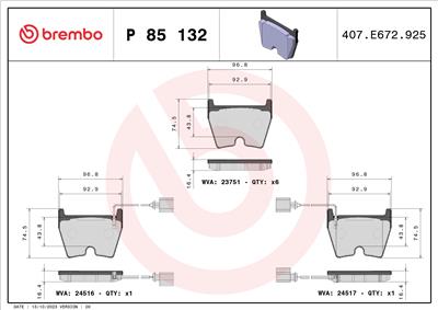 BREMBO P 85 132 Číslo výrobce: 23751. EAN: 8020584110140.