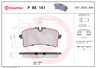 BREMBO P 85 151 Číslo výrobce: 25642. EAN: 8020584084243.