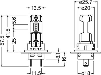 OSRAM 64210DWESY-2HB Číslo výrobce: H7 LED / H18 LED. EAN: 4062172398091.