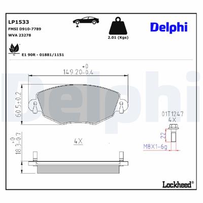 DELPHI LP1533 EAN: 5012759122013.