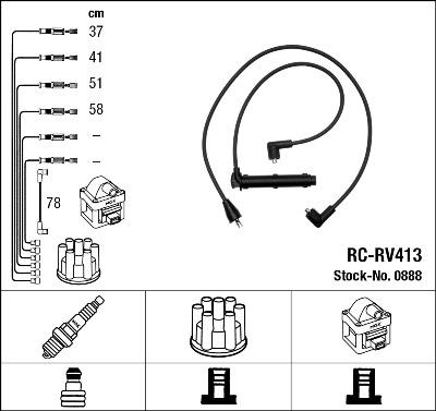 NGK 0888 Číslo výrobce: RC-RV413. EAN: 87295008881.