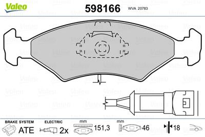 VALEO 598166 Číslo výrobce: 20783. EAN: 3276425981669.