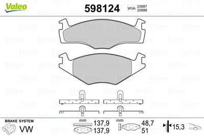 VALEO 598124 Číslo výrobce: 20887. EAN: 3276425981249.