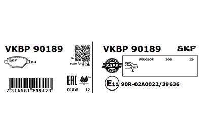 SKF VKBP 90189 Číslo výrobce: 25841. EAN: 7316581299423.