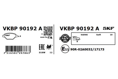 SKF VKBP 90192 A Číslo výrobce: 25228. EAN: 7316581297863.