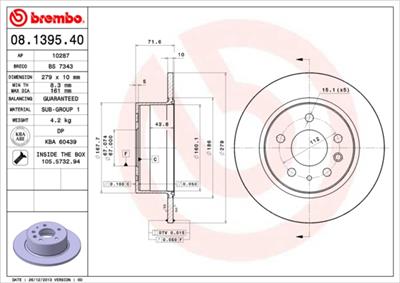 BREMBO 08.1395.40 EAN: 8020584139547.