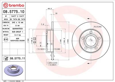 BREMBO 08.5775.11 EAN: 8020584014165.