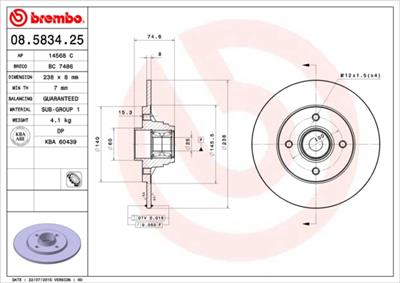 BREMBO 08.5834.25 EAN: 8020584014318.