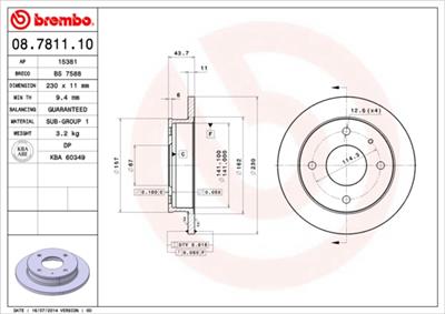 BREMBO 08.7811.10 EAN: 8020584781111.