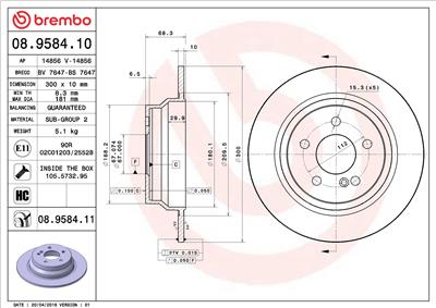 BREMBO 08.9584.11 EAN: 8020584025444.